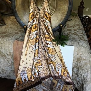 Silky golden & brown handkerchief dress